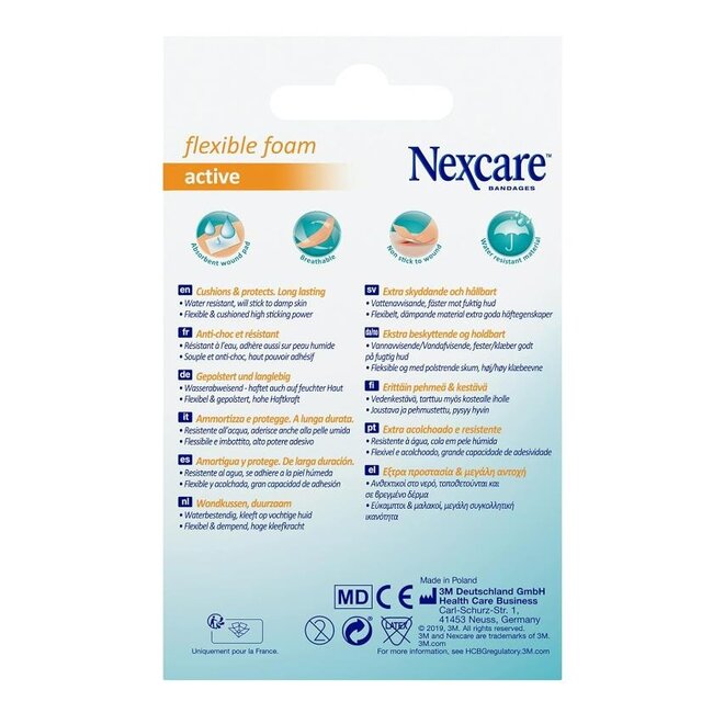 3M Nexcare Active Flexible Foam Pleisters, Verschillende maten, 30/Verpakking