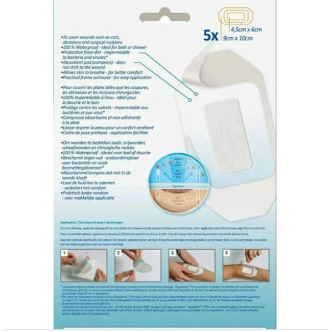 3M™ Tegaderm™ +Pad Transparant Film verband 9 cm x 10 cm (5 stuks)