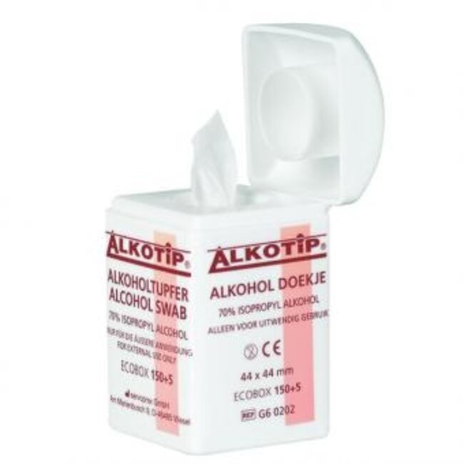 Alkotip alcoholdoekjes in dispenser (155 stuks)