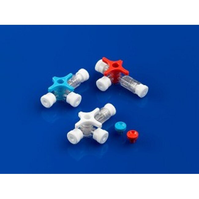 BD Driewegkraan Connecta - rotatie 360gr rood (100 stuks)