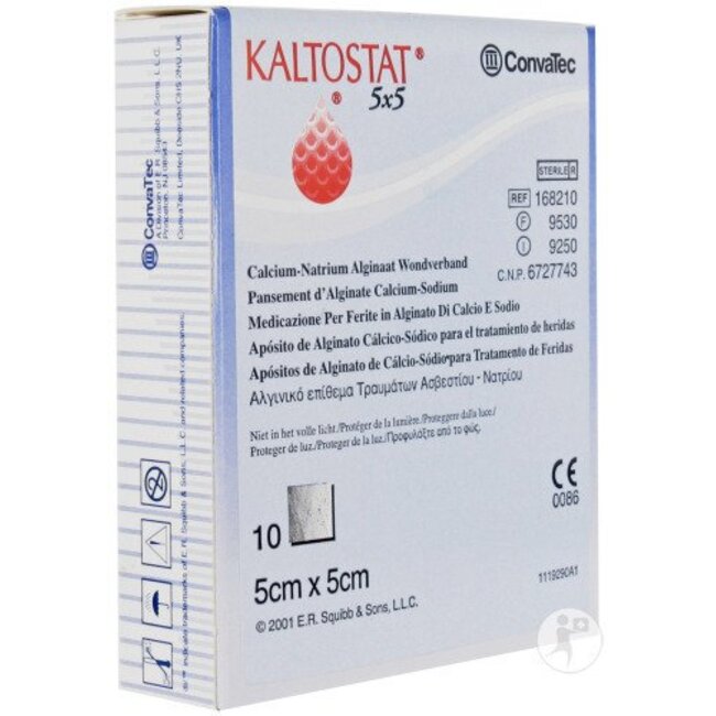 Kaltostat alginaatverband 5x5cm (10 Stuks)