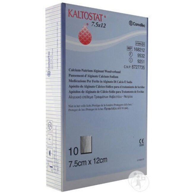 Kaltostat alginaatverband 7,5x12cm (10 Stuks)