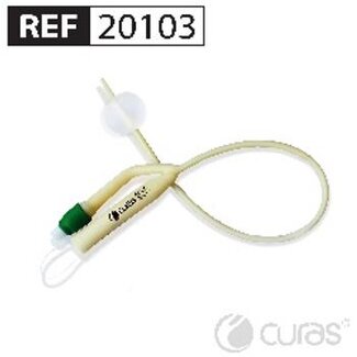 Curas Curas gesiliconiseerd latex Foley catheter 6Fr/Ch, 3ml, Pediatrie 2-weg met stylet, 28cm (25 stuks)