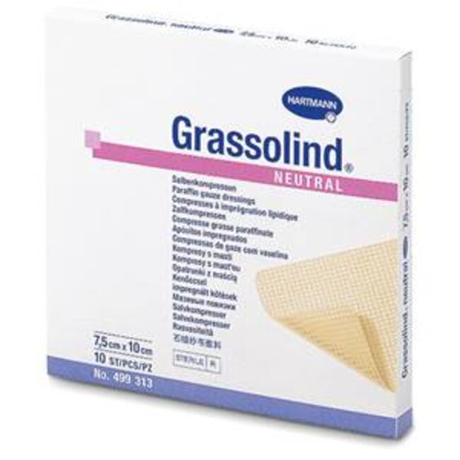 Grassolind zalfkompres 10x10cm (10 Stuks)