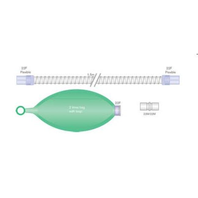 Intersurgical 22mm Smoothbore handbeademingssyst met flex connectoren 2.0L ballon 1.5m (30 stuks)