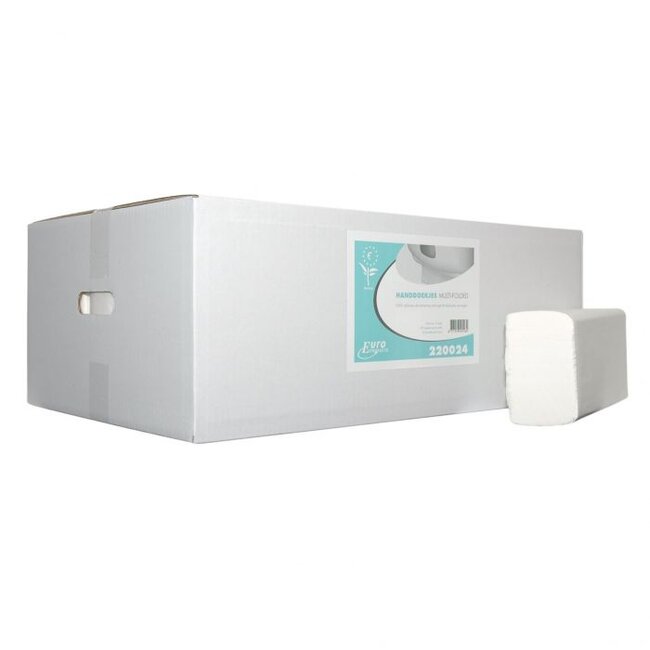 Handdoekpapier Euro M-fold verlijmd Cellulose 2-laags 24x20,6 cm (25x150 stuks)