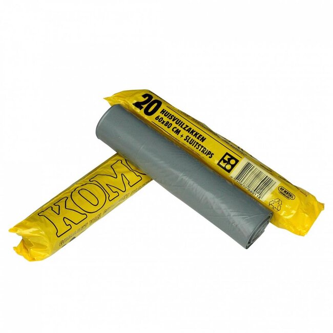 Afvalzak LDPE, grijs, 70x110cm, 70mu, 120 liter (10x20 stuks)