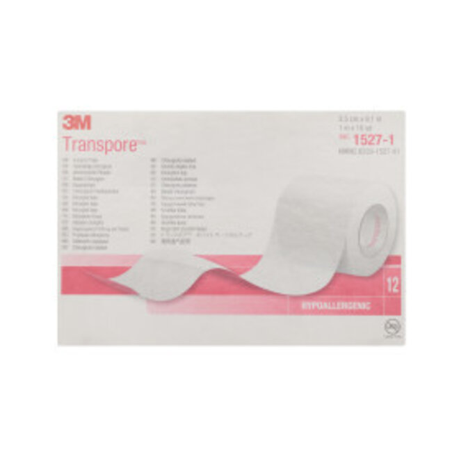 3M™ Transpore™ Medische Hechtpleister 2.5 cm x 9.1 m (12 stuks)