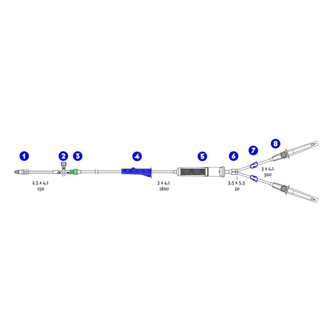 Infuussysteem met driewegkraan en terugslagklep (100 stuks)
