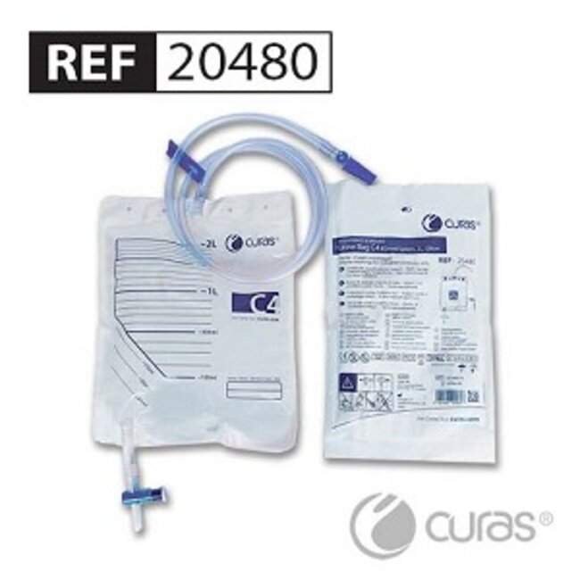 Curas C4 gesloten urinesysteem 2,0 liter, 100cm, met NRV klep, FF kruiskr, SP, steriel (100 Stuks)
