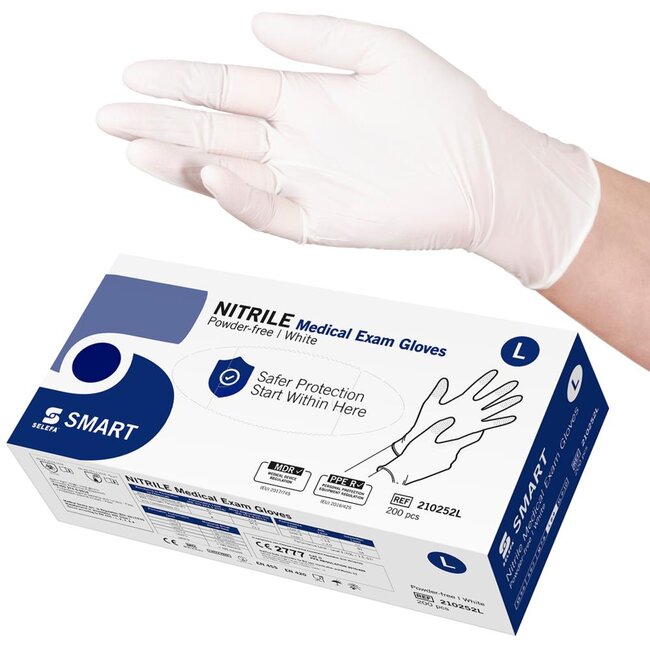 Selefa Smart Nitrile White handschoenen onsteriel pdv maat L (10x200 stuks)