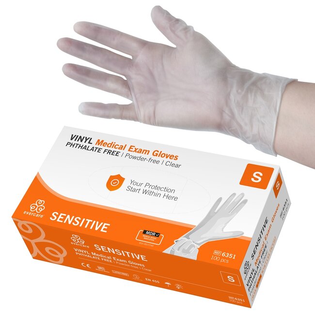 Evercare vinyl sensitive handschoenen onsteriel pdv maat S (100 stuks)