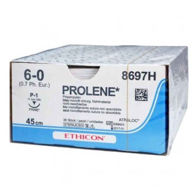 Ethicon Prolene Hechtdraad - 6-0; 45cm blauw P-1 (36 Stuks)