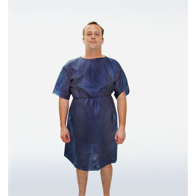 Foliodress patiëntenhemd met korte mouwen blauw (100 stuks)