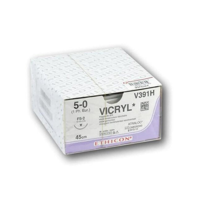 Ethicon Vicryl Hechtdraad - 5-0; 45cm violet 2xS-14 (12 Stuks)
