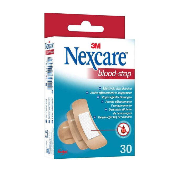 3M Nexcare Blood-Stop pleisters, geassorteerd, pak van 30