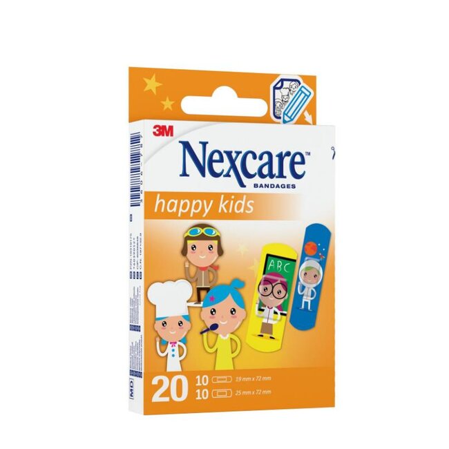 3M Nexcare Happy Kids Professions Pleisters, Verschillende soorten, 20/Verpakking