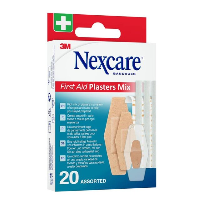 3M Nexcare EHBO-pleistermix, verschillende maten, 20 per verpakking