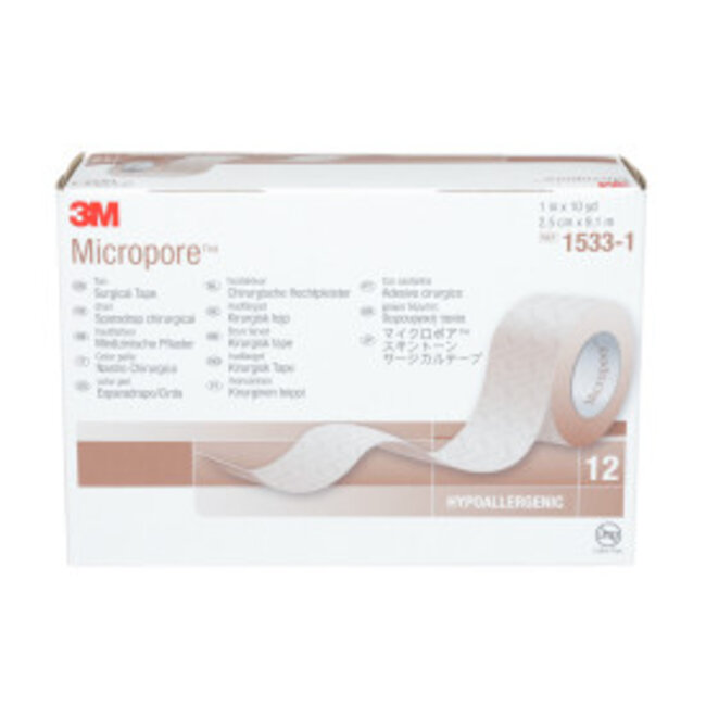 3M™ Micropore™ Chirurgische Hechtpleister 2.5 cm x 9.1 m (12 stuks)