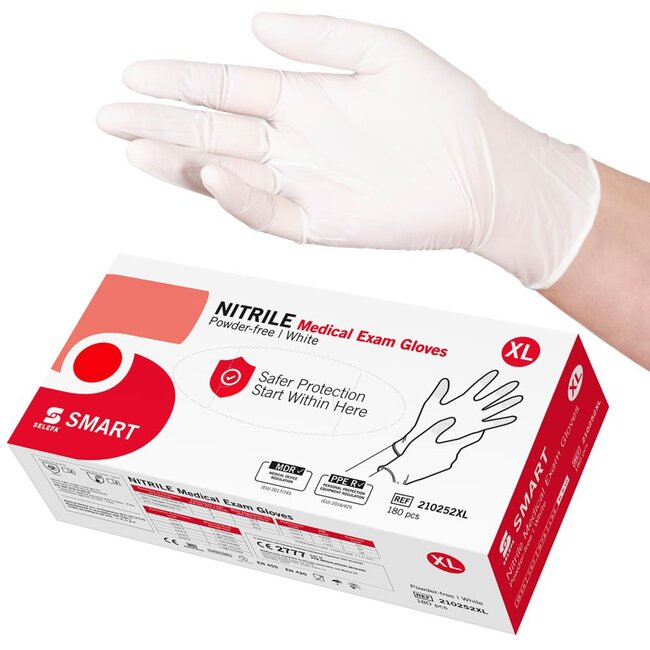 Selefa Smart Nitrile White handschoenen onsteriel pdv maat XL (10x180 stuks)