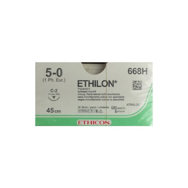 Ethicon Ethilon Hechtdraad - 5-0; 45cm zwart FS-2 (36 Stuks)
