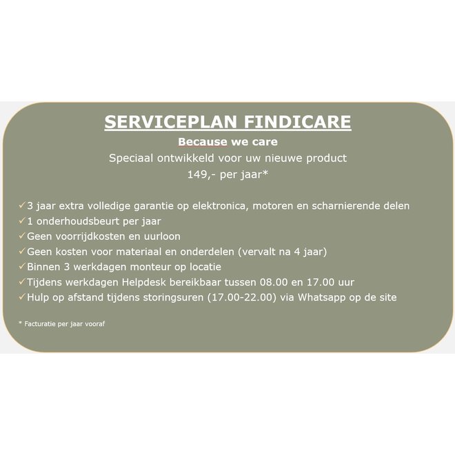 Service Plan Findicare. The Maintenance & breakdown subscription