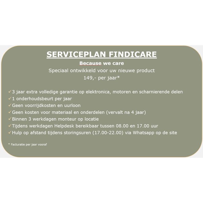 Serviceplan Findicare. Das Wartungs- und Pannenabonnement