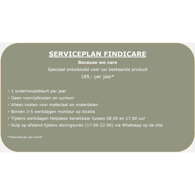 Serviceplan Findicare. Das Wartungs- und Pannenabonnement