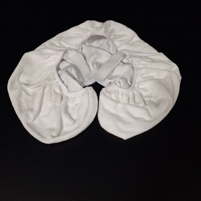 Kopfstützenbezug aus Frottee, weiß, im 3er-Pack für ein Hufeisen-Gesichtskissen