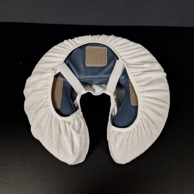 Kopfstützenbezug aus Frottee, weiß, im 3er-Pack für ein Hufeisen-Gesichtskissen