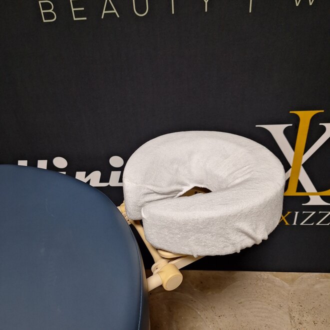 Kopfstützenbezug aus Frottee, weiß, im 3er-Pack für ein Hufeisen-Gesichtskissen