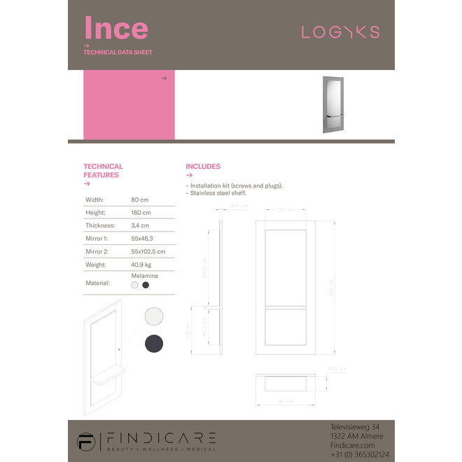 INCE Professioneller Salon-Schminktisch: Stilvolles, funktionales und platzsparendes Design, ideal für moderne Friseursalons