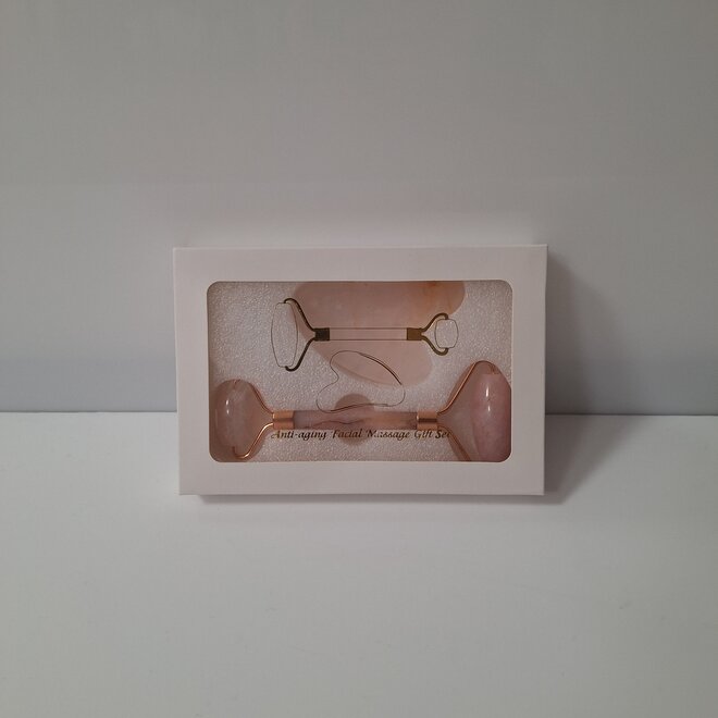 Rose Quartz Roller + Gua Sha - Anti Rimpels - Gezicht Massage