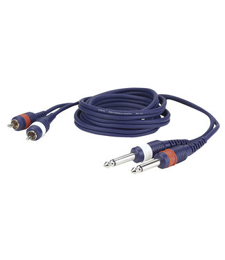 DAP FL23 - 2 RCA Male  > 2 mono Jack 1,5 meter tulp naar jack kabel