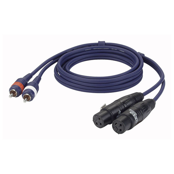DAP FL25 - 2 RCA Male > 2 XLR female 3P kabel 3meter