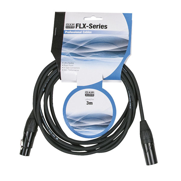DAP FLX01- bal. XLR male 3 p. > XLR female 3 p. XLR kabel 3 meter