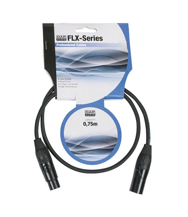 DAP FLX01- bal. XLR male 3 p. > XLR Female 3 p. XLR kabel 0,75 meter
