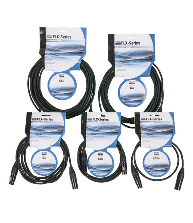 DAP FLX01- bal. XLR male 3 p. > XLR Female 3 p. XLR kabel 0,75 meter