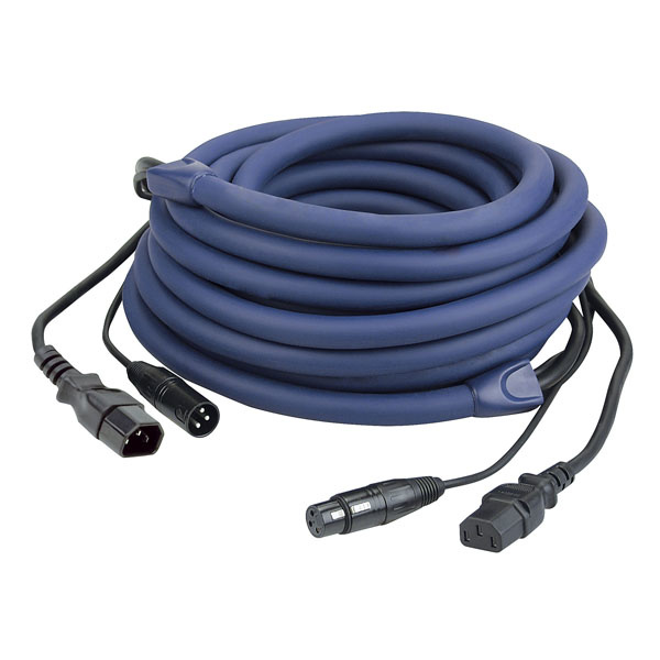 DAP DAP FP12 - IEC stroom XLR male - IEC stroom XLR female - DMX 1,5 meter blauw