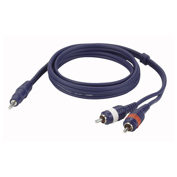 DAP FL30 aux kabel - stereo mini Jack > 2 RCA Male L/R 3 m