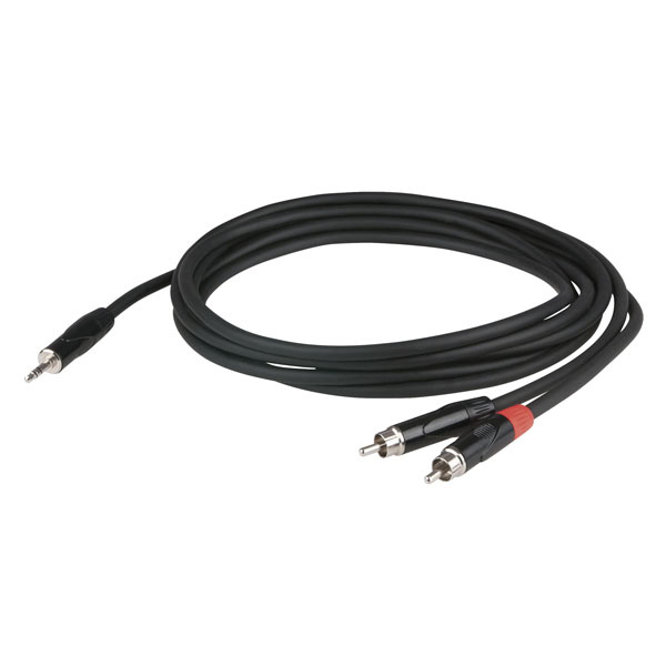 DAP FLX30 aux kabel - Stereo mini jack > 2 RCA Male 3 m met verzonken jack