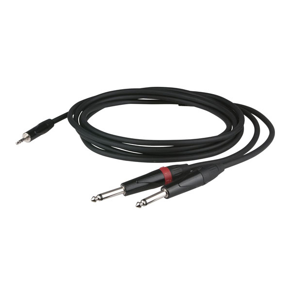 DAP FLX31 aux kabel - stereo mini Jack > 2 mono Jack L/R 1,5 m met verzonken jack