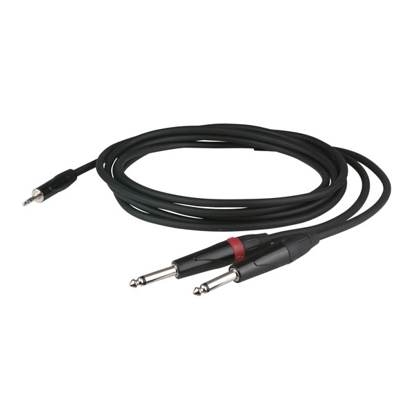 DAP FLX31 aux kabel - stereo mini Jack > 2 mono Jack L/R 3 m met verzonken jack 6 m met verzonken jack
