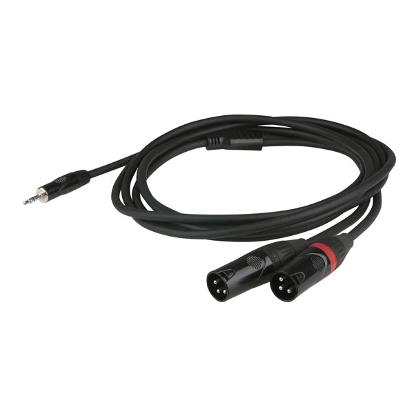 DAP FLX46 aux kabel - stereo mini Jack > 2 XLR male 3pins 3 meter