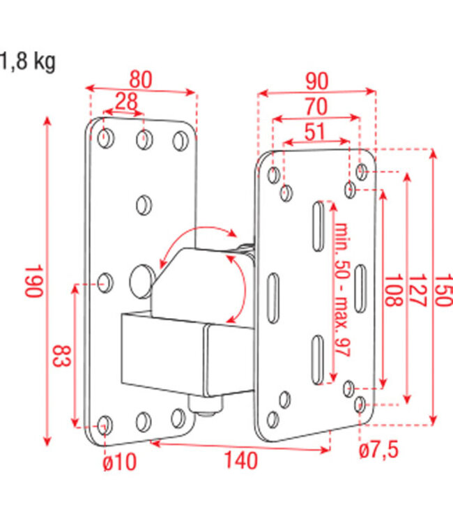 Showgear Compact Speaker wall bracket wit