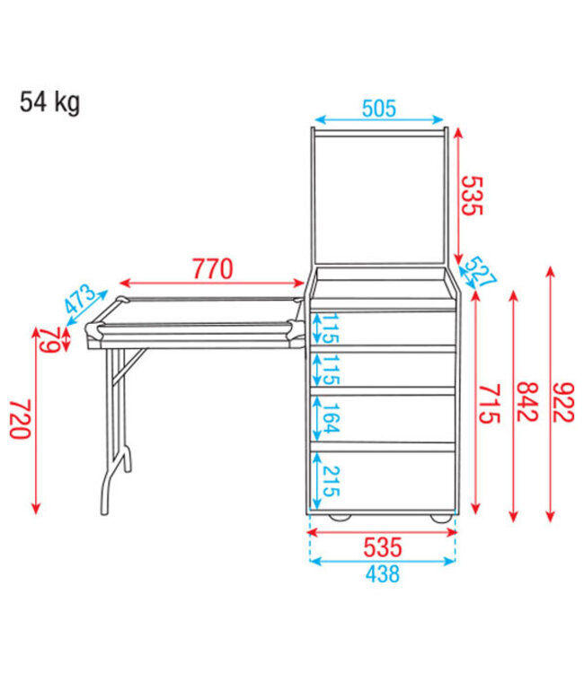 Showgear Drawercase 12HE + work surface