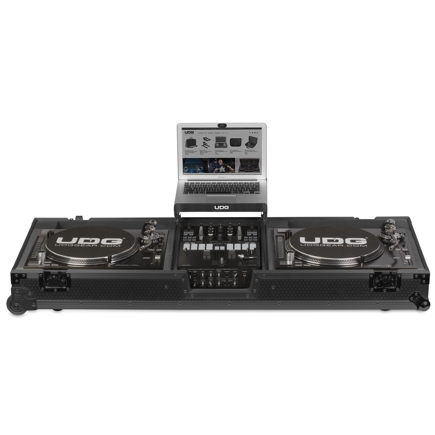 UDG Ultimate Flight Case Set PLX9/SL1200 Blk MK2 Plus (Laptop Shelf&Wheels)