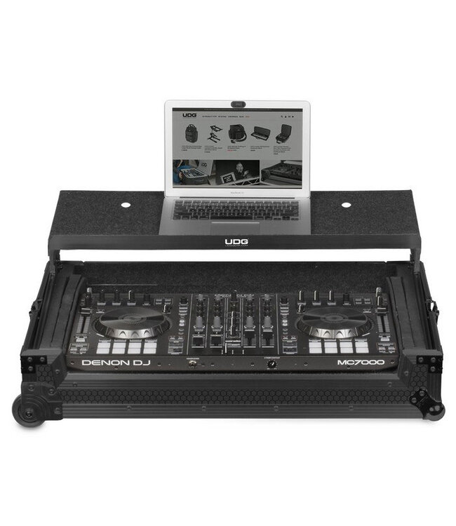 UDG Ultimate Flight Case Multi Format XXL Blk Plus (Laptop Shelf,Trolley&Wheels)