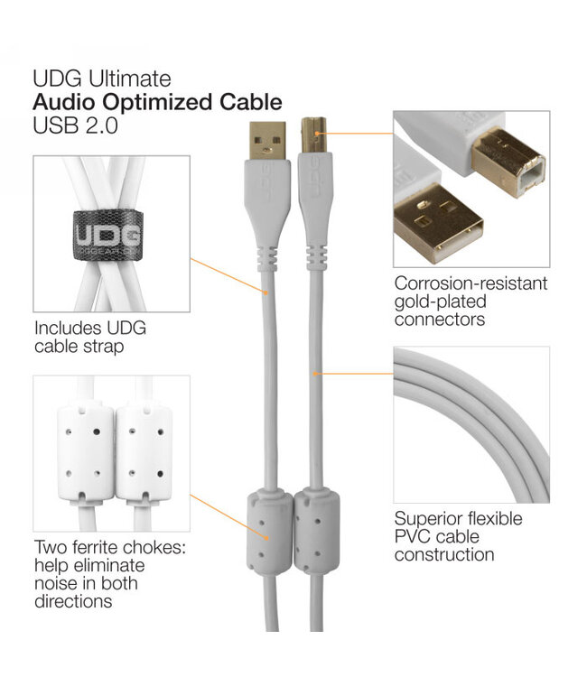 UDG Ultimate Audio Cable USB 2.0 A-B White Straight  1m