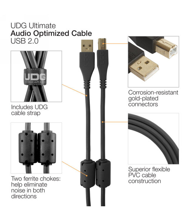 UDG Ultimate Audio Cable USB 2.0 A-B black Straight 2m